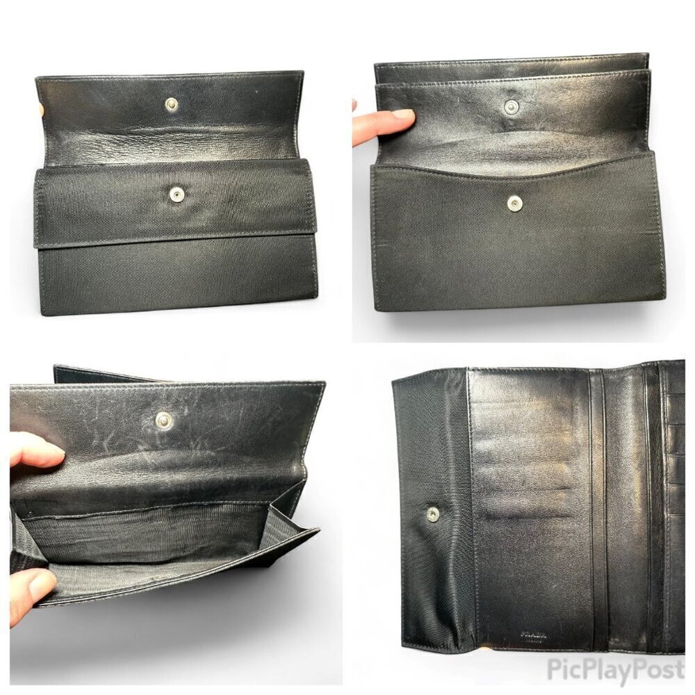 PRADA Saffiano Leather and Nylon Tri-Fold Wallet - Black - Picture 13 of 15
